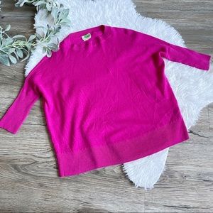 Anthropologie Sweater Fuschia Crewneck Wool Blend